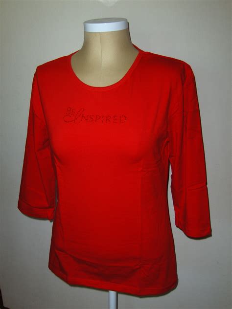 Be Inspired Womens Red T-shirt Size Large Red Rhinestone Bling - Women ...