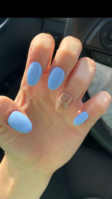 Light Blue Almond Nails