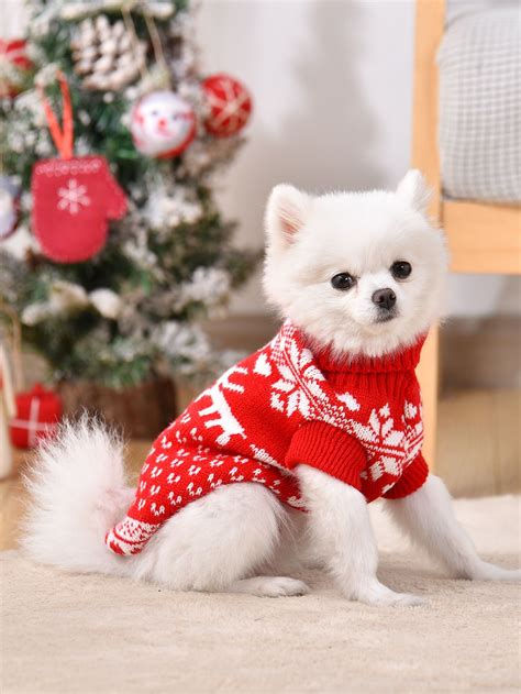 Christmas Elk Print Pet Sweater | Pet clothes, Christmas dog sweater ...