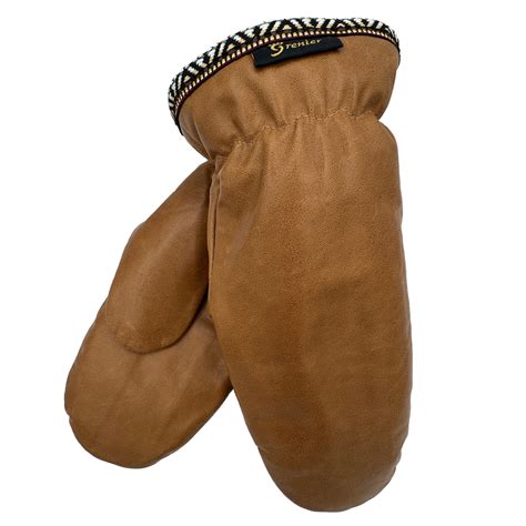 Men's Sheepskin Lined Leather Mittens Canadian Made Fourrures Grenier
