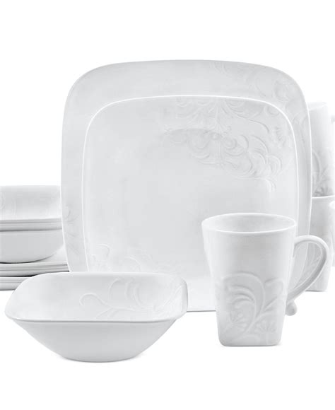 Corelle Boutique Cherish Embossed Square 16-Pc. Set, Service for 4 ...