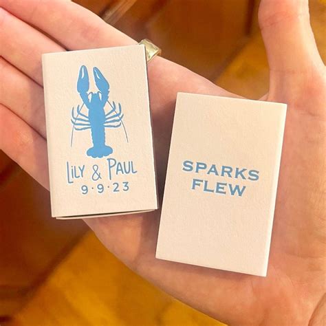 Sparks Flew Standard Wedding Matches, Personalized Lobster Matchboxes ...