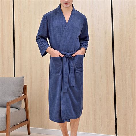 uublik Men's Robe Long Sleeve Cardigan Bathrobe House Coat Soft ...