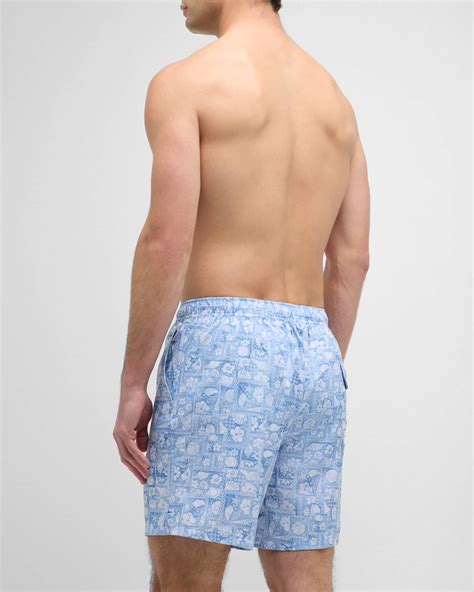 Peter Millar Men's Shell Patchwork Swim Trunks | Neiman Marcus