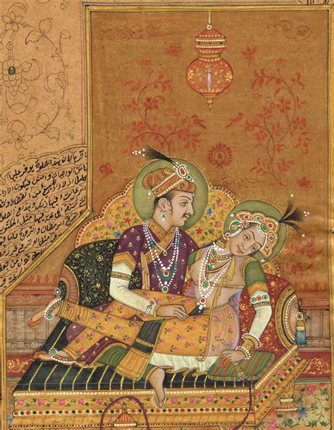 Mughal Miniature Painting of Emperor Akbar and Empress Jodha Bai Love ...