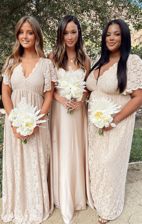 Champagne Lace Bridesmaid Dress