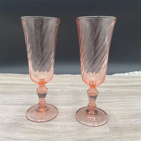 Pink Champagne Glasses Two Vintage Champagne Glass by Arcoroc Luminarc ...