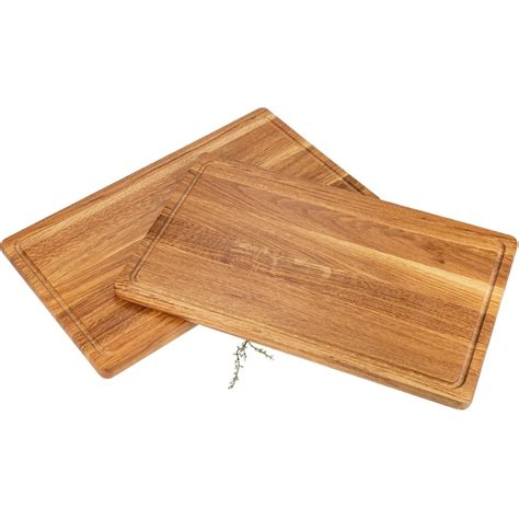 Oiled oak rectangular chopping board with juice groove - 50 x 30 x 2 ...