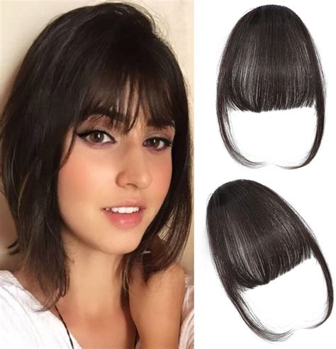 Amazon.com : QGZ Clip in Bangs Fake Bangs Hair Clip Fringe with Temples ...