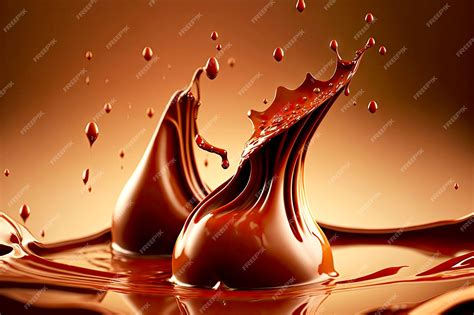 Premium Photo | Two drops of melting dark chocolate with chocolate splash