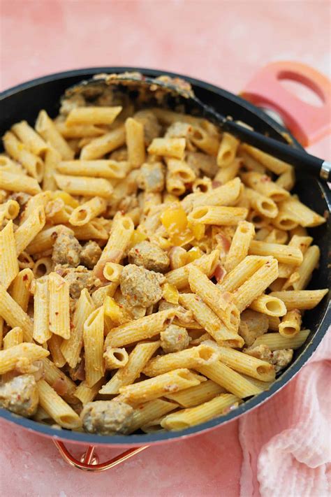 Gluten Free Creamy Sausage Pasta (15 Minute Meal Idea)