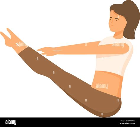 Flat design illustration of a woman performing the boat pose, a core strengthening yoga exercise ...