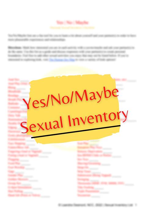 Yes/no/maybe, Sexual and Kink Inventory, Improve Your Relationship ...