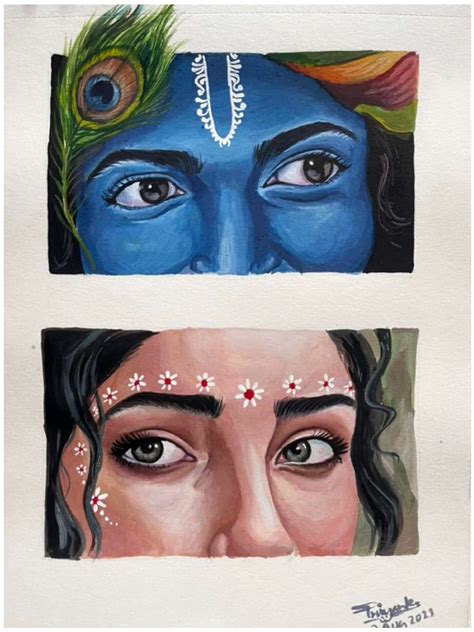 Most Beautiful Paintings Of Lord Krishna And Radha 40 Beautiful And - painting of eyes