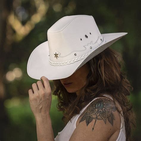 Cowboy Hat White, White Western Hat, Leather Cowgirl Hat, Leather ...