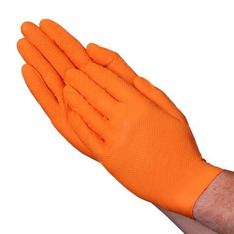 A1EA6 Hi-Vis Orange 6 mil Nitrile Exam Disposable Gloves