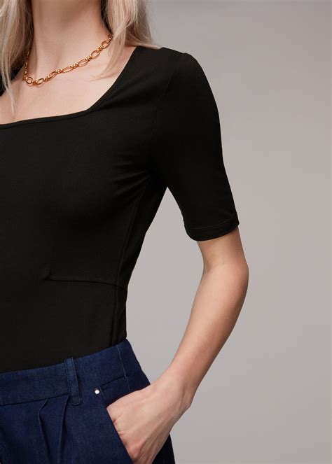 Black Square Neck T-Shirt | WHISTLES