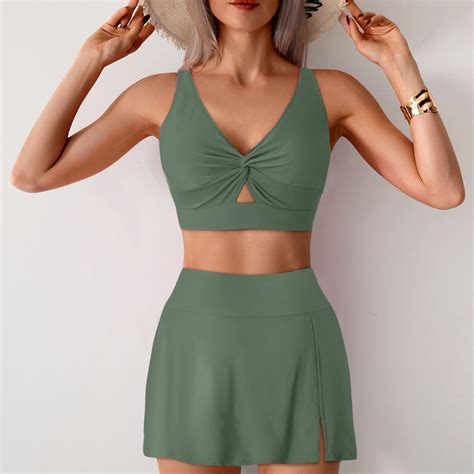 Bikini Set For Women Swimsuits 2025 Swim Skirts With Removable Pads ...