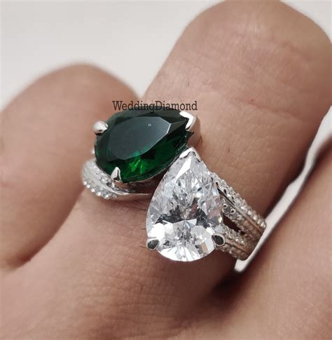 Toi Et Moi Engagement Ring,megan Fox Ring, 3.50 TCW Pear Moissanite ...