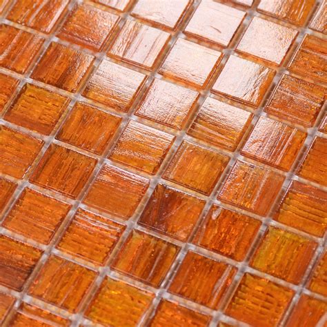smafusion 11.5sqft Orange Mosaic Floor and Wall Tile for Bathroom ...
