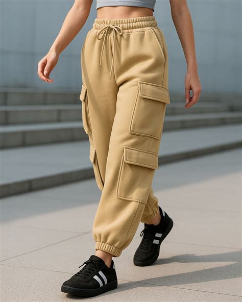 Buy Women's Ginger Root Brown Super Loose Fit Brushed Cargo Joggers ...