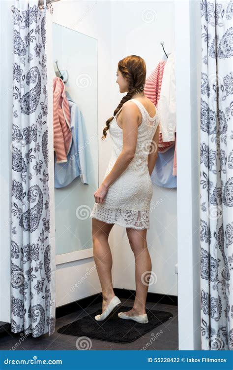 Woman in the dressing room stock photo. Image of alone - 55228422