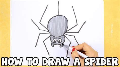How to Draw a Spider - drawing tutorial for beginners or kids - YouTube