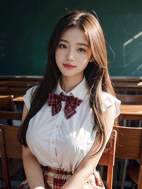 A close up of a woman sitting on a chair in a classroom - SeaArt AI