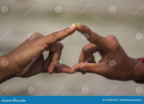 Tow Young Men Make a Love with Their Hands Stock Image - Image of small ...