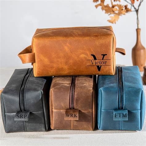 Handcrafted Personalized Genuine Leather Toiletry Bag for Men – Dopp ...
