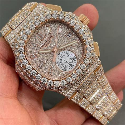 Iced Out Moissanite Patek Philippe Nautilus Chronograph Watch | Patek ...