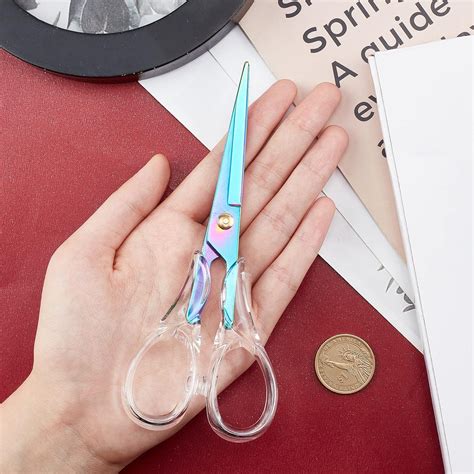 SUNNYCLUE 6.3 Inch Acrylic Handle Scissors Stainless Steel Scissors ...