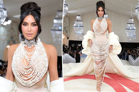 Kim Kardashian attends Met Gala 2023 in pearls and corset