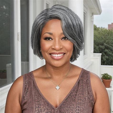 HUA Grey Human Hair Wig for Women Gray Pixie Cut Wigs for Black Women ...