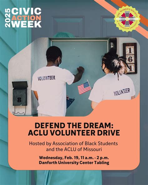 Civic Action Week: Defend the Dream: ACLU Volunteer Drive | Gephardt ...