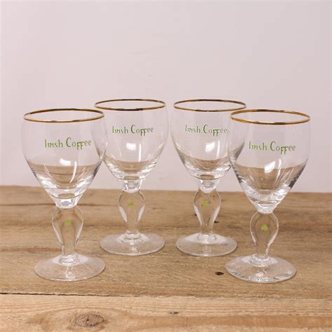 4 Vintage Gold Rimmed Irish Coffee Glasses With a Shamrock on - Etsy