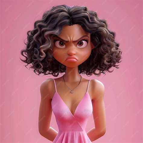 A Pixar style 3d biracial women with angry expression | Premium AI ...