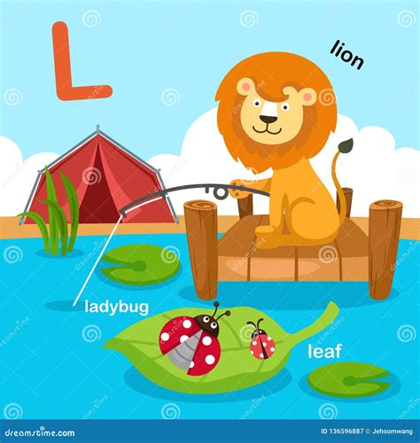 Illustration Isolated Alphabet Letter L-lion,leaf,ladybug Stock Vector - Illustration of font ...