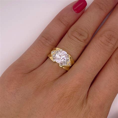 Diamond Engagement Semi-Mount with Oval Cubic Zirconia, 18K Gold ...