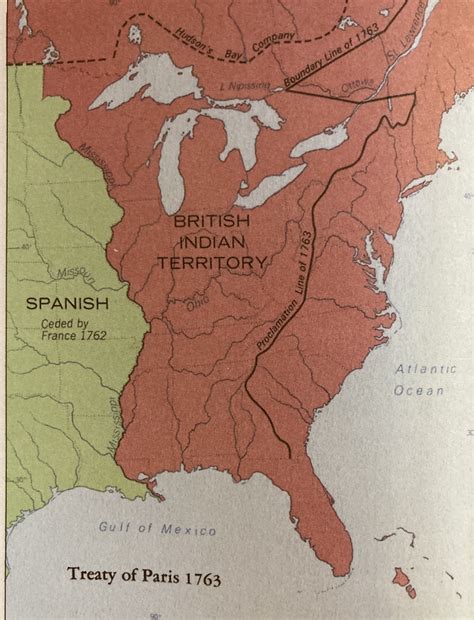 Map of British and Mexican American Territory: Treaty of Paris 1763