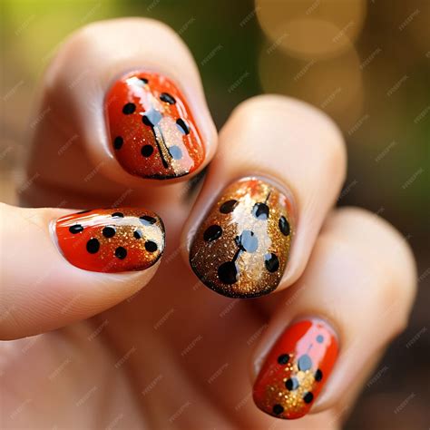 Premium AI Image | Nails Design of Ladybug Shape With Red and Black ...