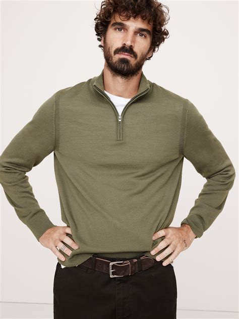 Italian Merino Half-Zip Sweater | Banana Republic