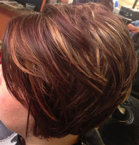 Asymmetrical, inverted bob, caramel highlights. Short hair. | Short ...