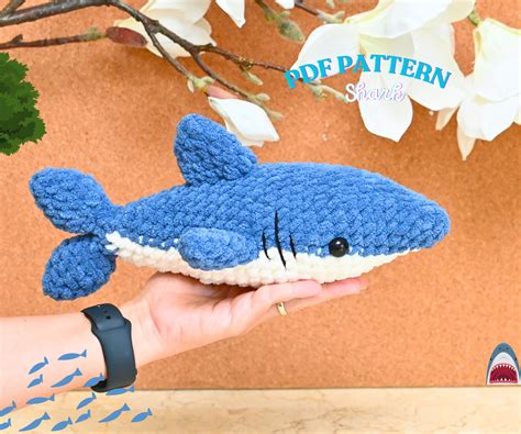 Shark Amigurumi Crochet Pattern: Low Sew Plushie (PDF Pattern ...
