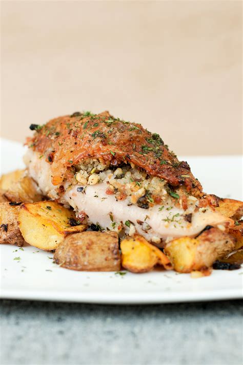 Roasted Pine Nut, Bacon & Mushroom Stuffed Skin Chicken Breast
