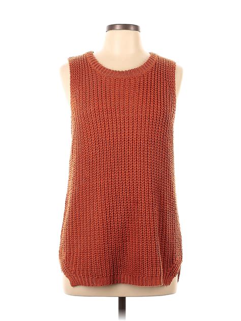 Peyton Jensen 100% Acrylic Solid Burnt Orange Orange Pullover Sweater ...