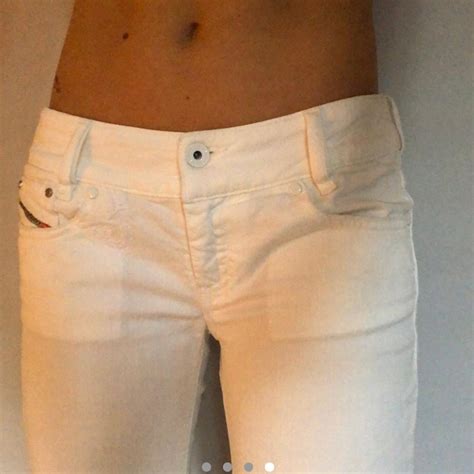 Diesel white low rise jeans, amazing condition... - Depop