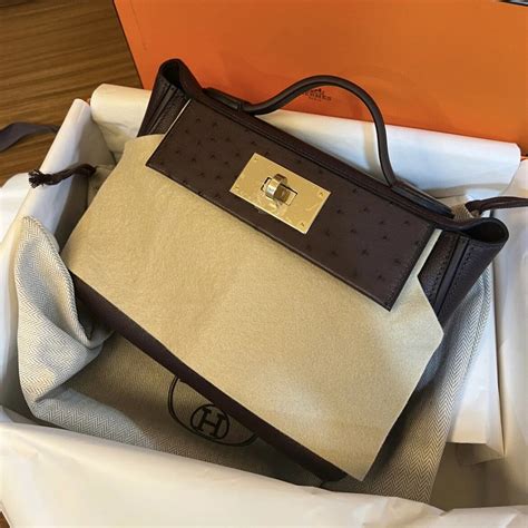 Canada Hermes mini 24 24 Evercolor/Ostrich 0G Rouge Sellier-Hermès Birkin kelly Constance Lindy Bag
