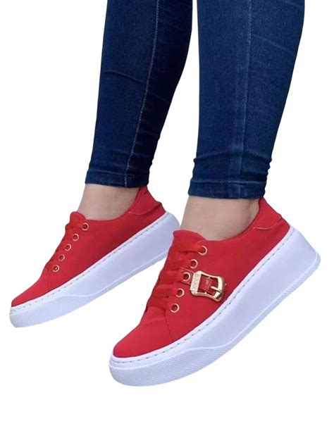 Female Red Lacoste Shoes