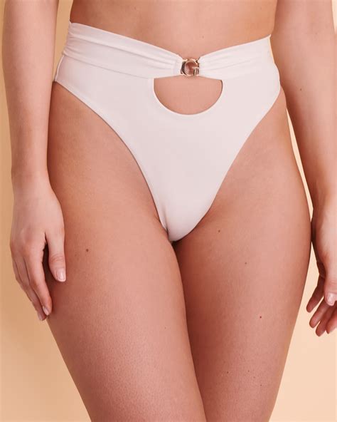 GUESS PURE WHITE High Waist Bikini Bottom - White | Bikini Village